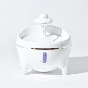 White nightlight Spaceship Ultra Quiet Dog Cat UV Water Fountain, 54 oz usb plug